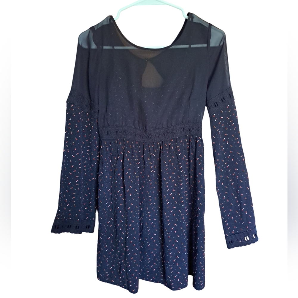 FREE PEOPLE BOHEMIAN SHEER, AND LACE LONG SLEEVE DRESS WOMEN'S ,SIZE 0